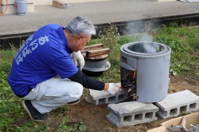 羽釜の火おこし