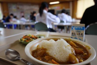 磐梯山の形をしたご飯のカレー