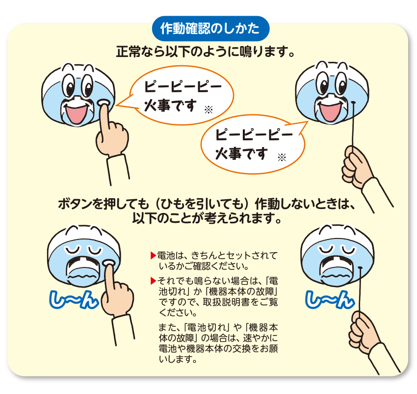 作動確認のしかたの説明画像